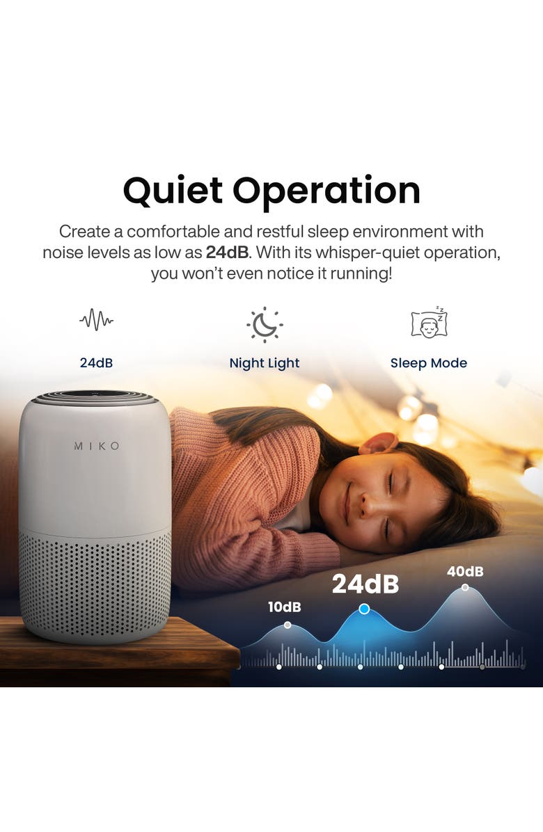 MIKO Smart True HEPA Air Purifier with App Control - Covers up to 770 Sq. Ft., Alternate, color, Grey