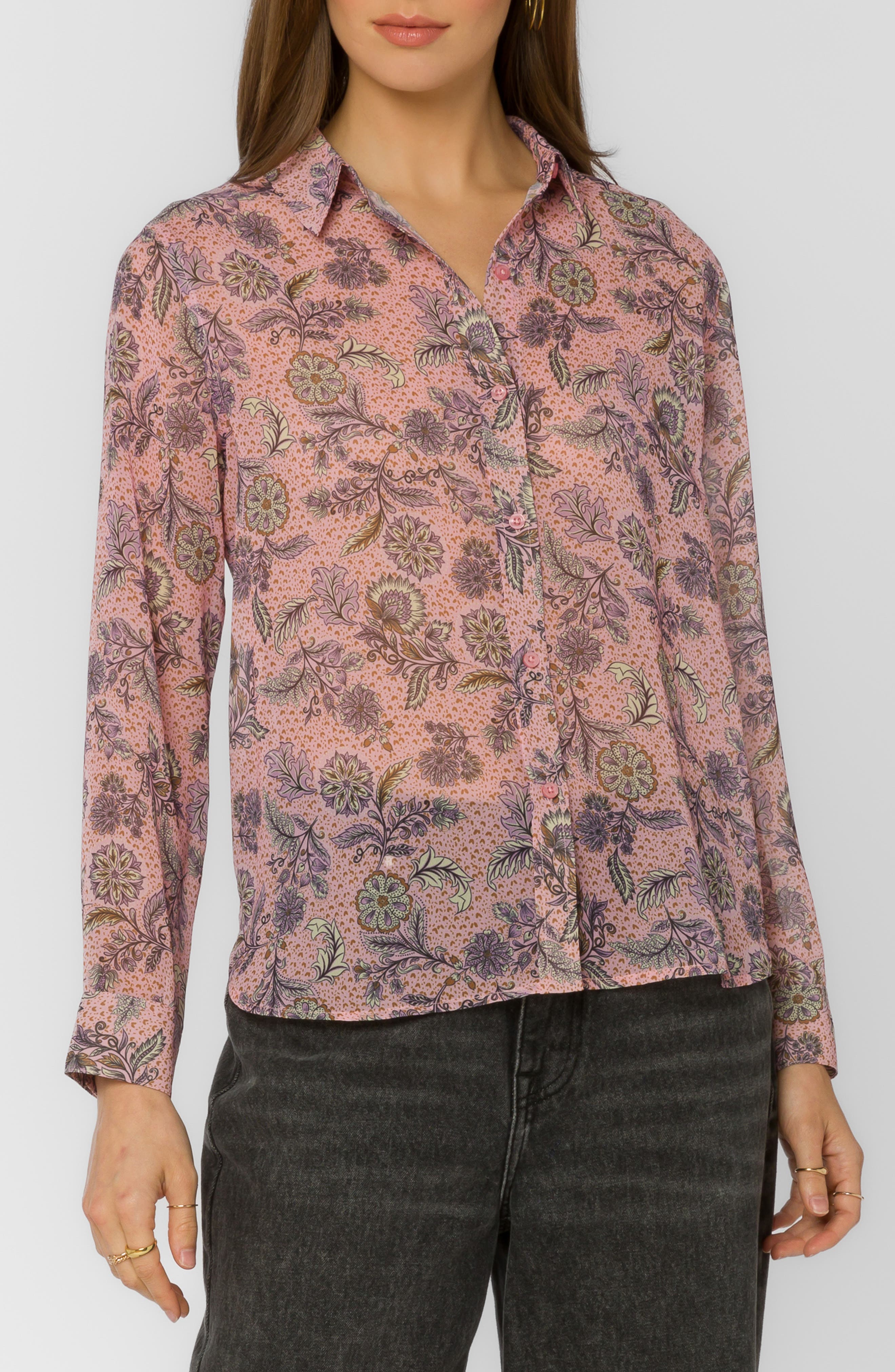 VELVET HEART Chanelle Sheer Button-Up Shirt