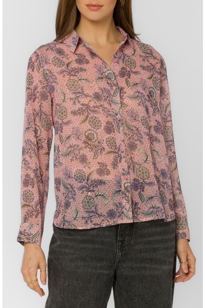 Chanelle Sheer Button-Up Shirt, Main, color, KAWAII BLOOM