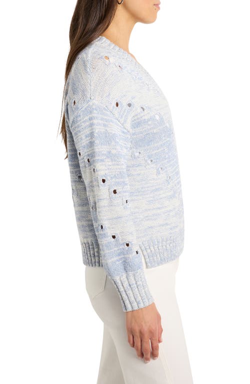 Nic + Zoe Pointelle Cord Sweater In Blue Mix
