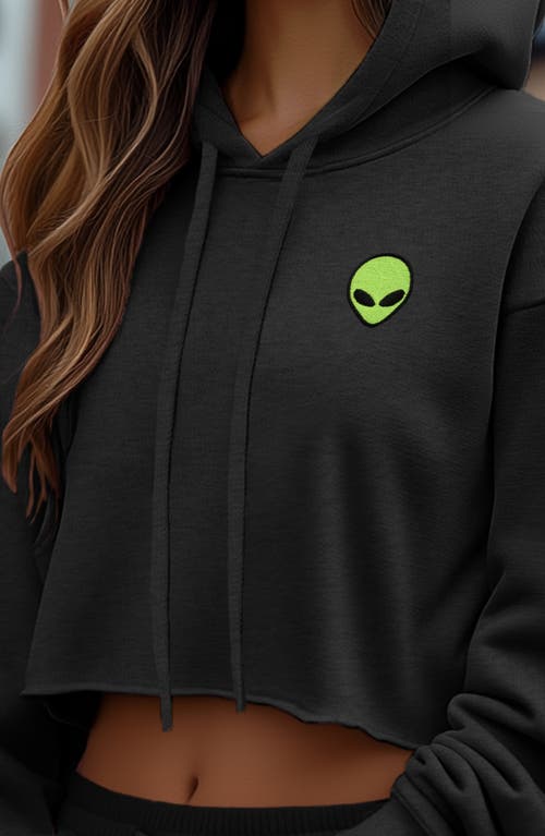Dalix Alien Cropped Fleece Hoodie In Dark Heather