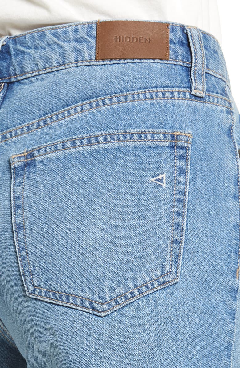 HIDDEN JEANS Grinded High Waist Denim Mom Shorts, Alternate, color, 