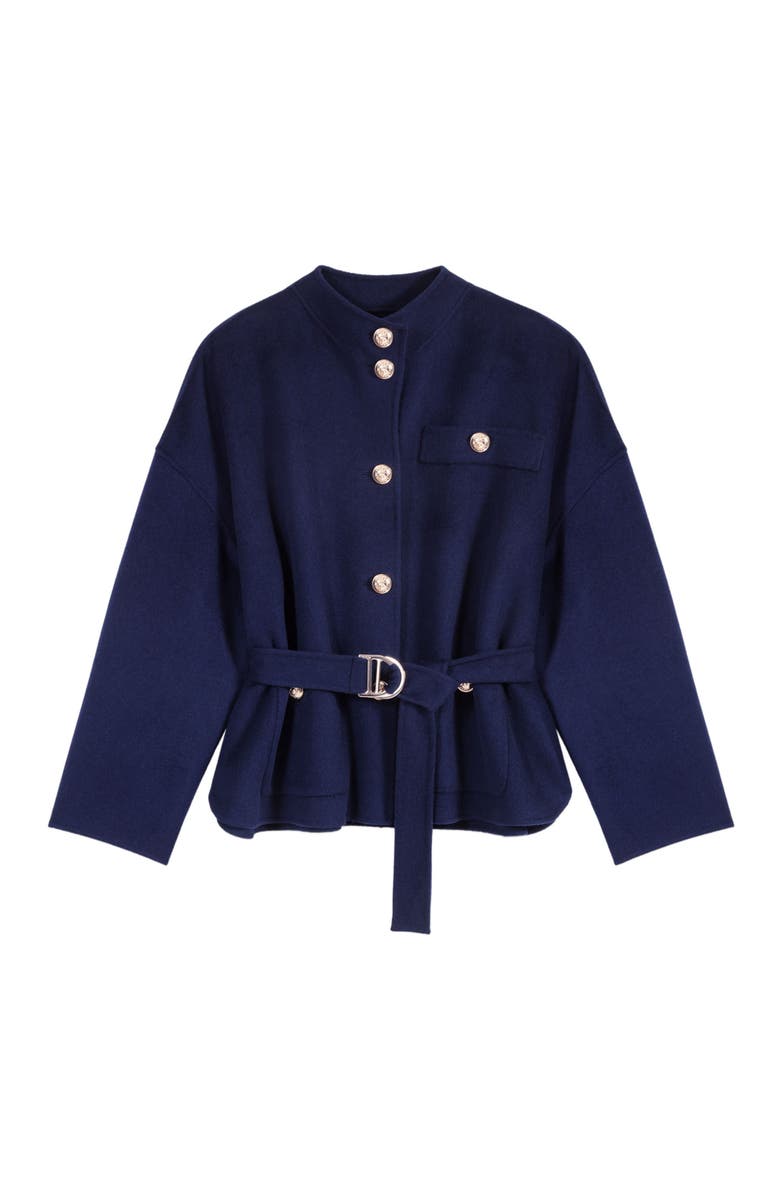maje Belted short wool coat, Alternate, color,