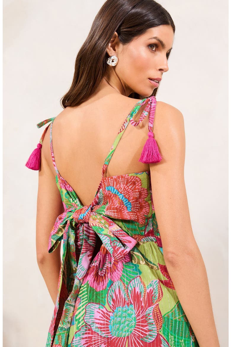 Floral Print Tie Strap Maxi Dress, Alternate, color, PINK