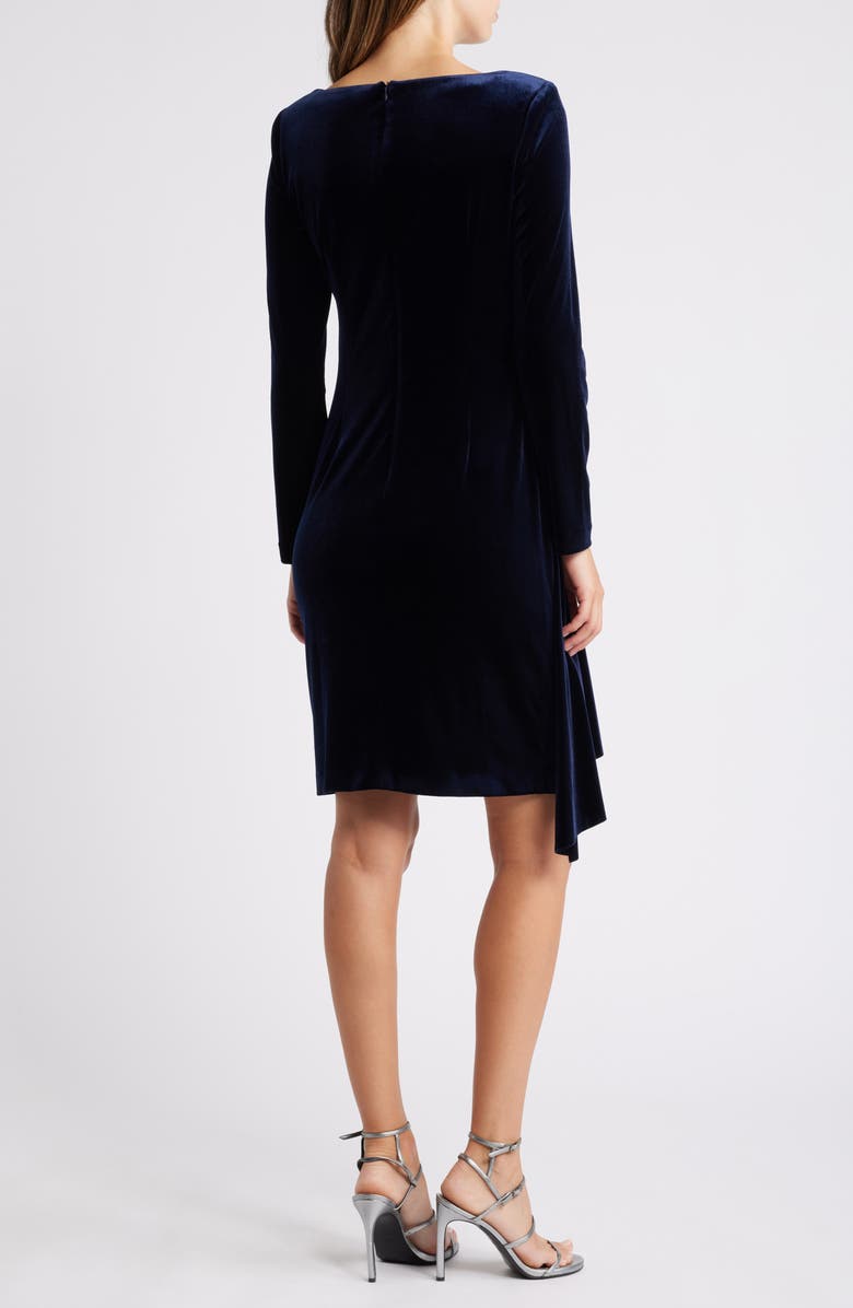 Eliza J Ruffle Long Sleeve Velvet Cocktail Dress, Alternate, color,