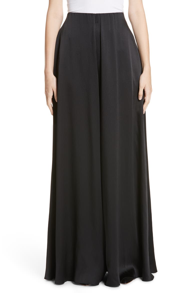 Crepe Back Satin Palazzo Pants, Main, color, BLACK
