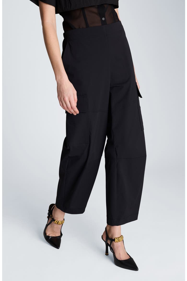 Cargo Barrel Leg Pants, Alternate, color, BLACK