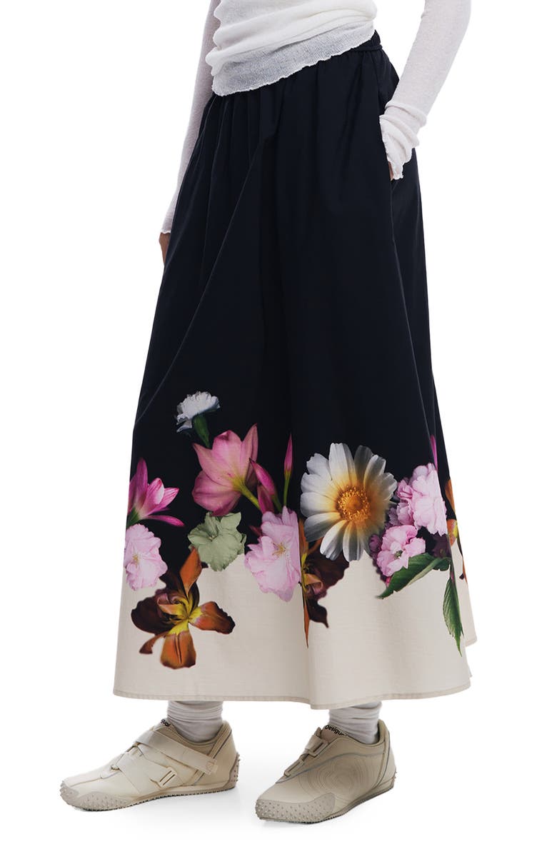 Desigual Floral Print Maxi Skirt, Alternate, color, 