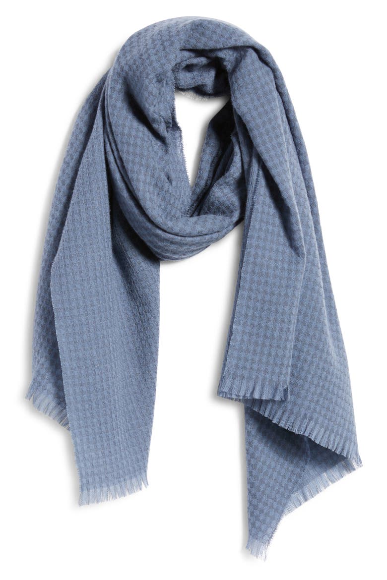 Check Cashmere & Wool Scarf, Alternate, color, AZUL
