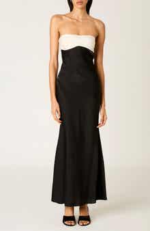 Sunset Strapless Satin Cocktail Dress