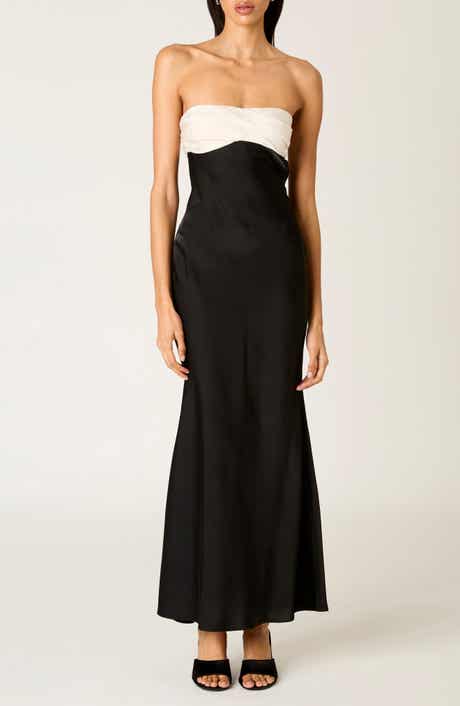 Nia Sunset Strapless Satin Cocktail Dress