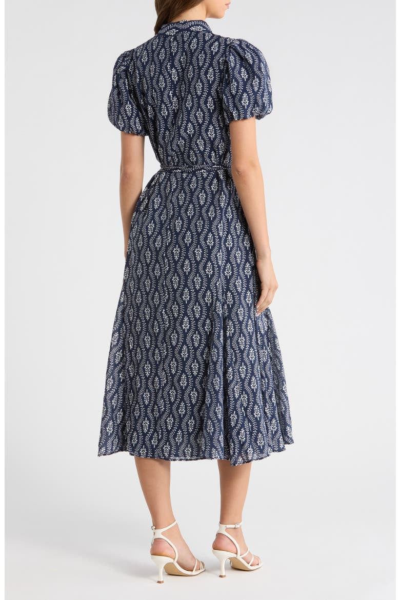 Floral Short Sleeve Midi Shirtdress, Alternate, color, CLASSIC NAVY