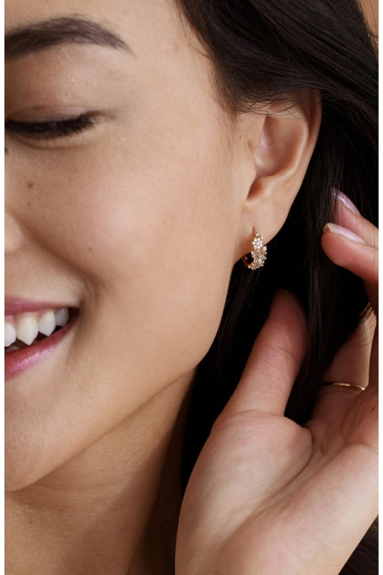 Flora Luxe Huggie Hoop Earrings, Alternate, color, Gold Vermeil