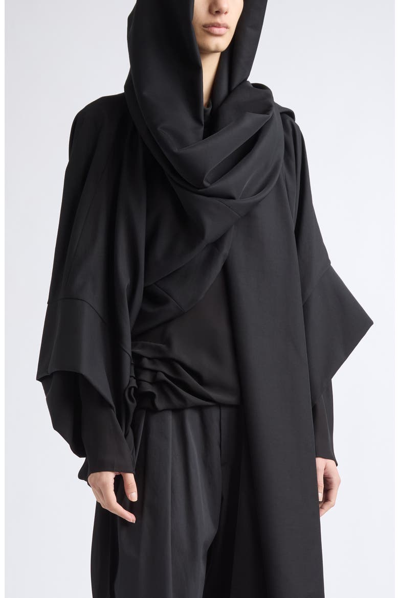 Saba Wool & Nylon Shrug, Alternate, color, BLACK
