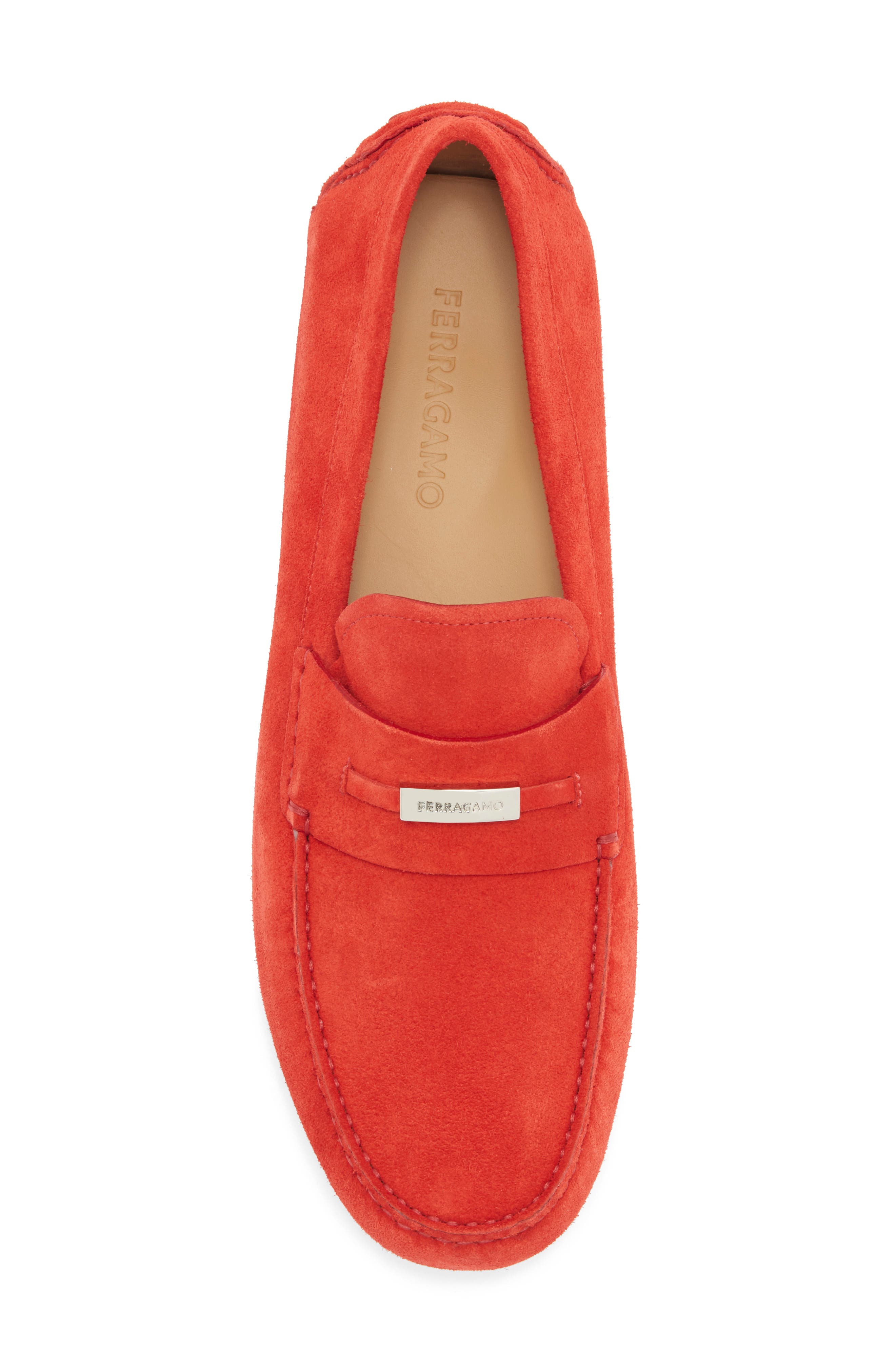 FERRAGAMO Suede Loafer, Alternate, color, Red