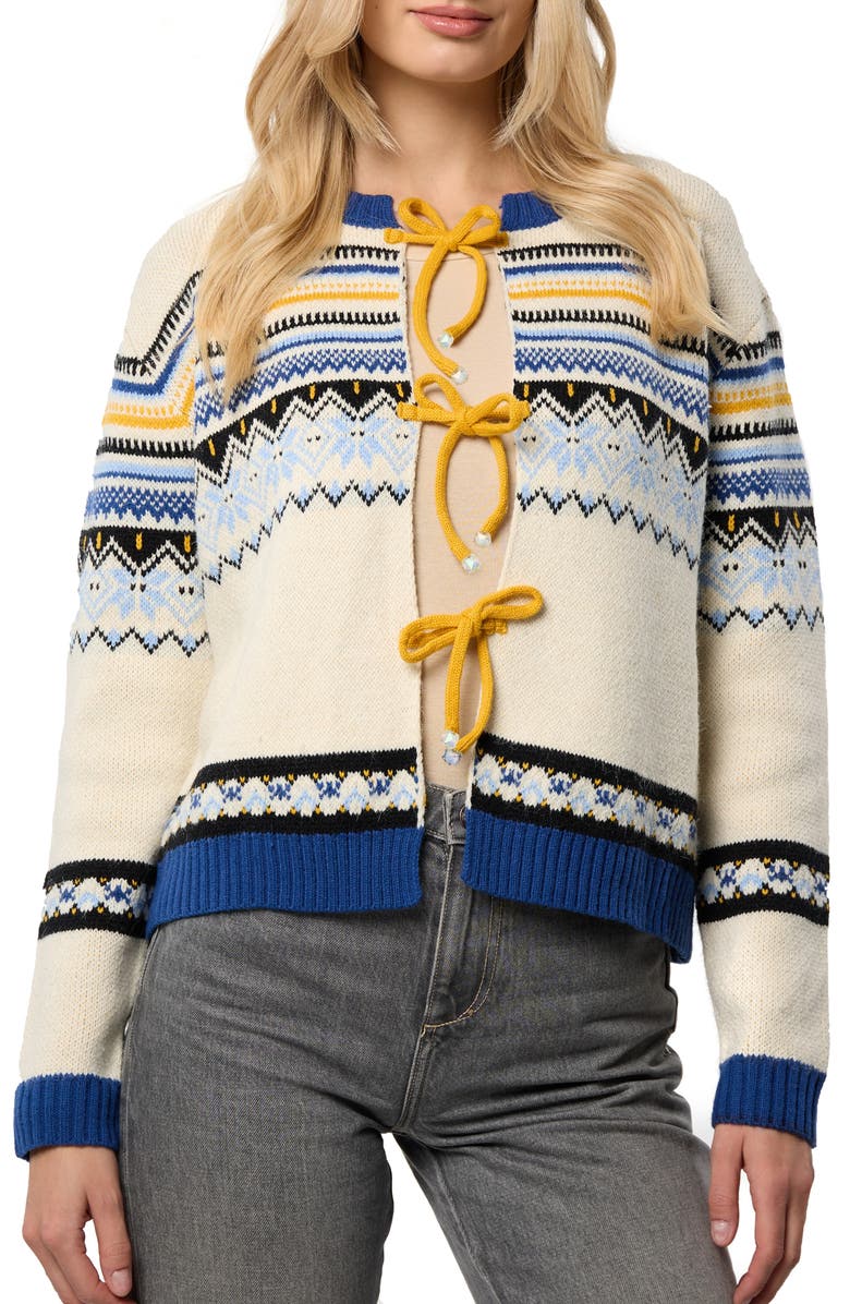 SAACHI Fair Isle Tie Front Cardigan, Main, color,