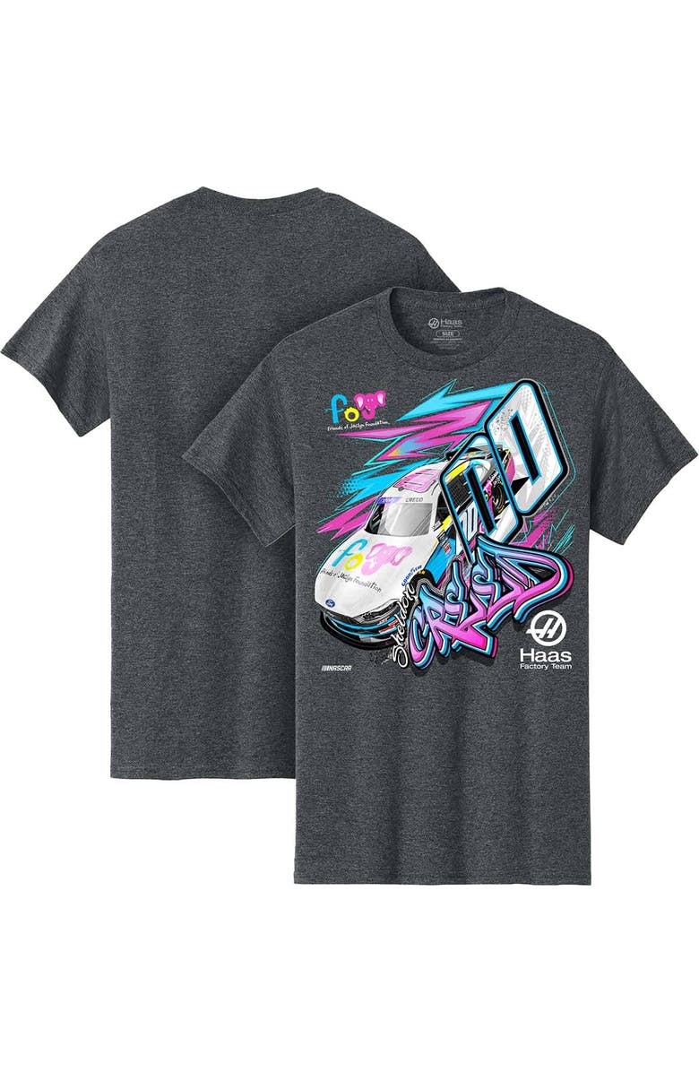 STEWART-HAAS RACING Men's Stewart-Haas Racing Team Collection  Heather Charcoal Sheldon Creed Friends of Jaclyn Car T-Shirt, Alternate, color, Heather Charcoal