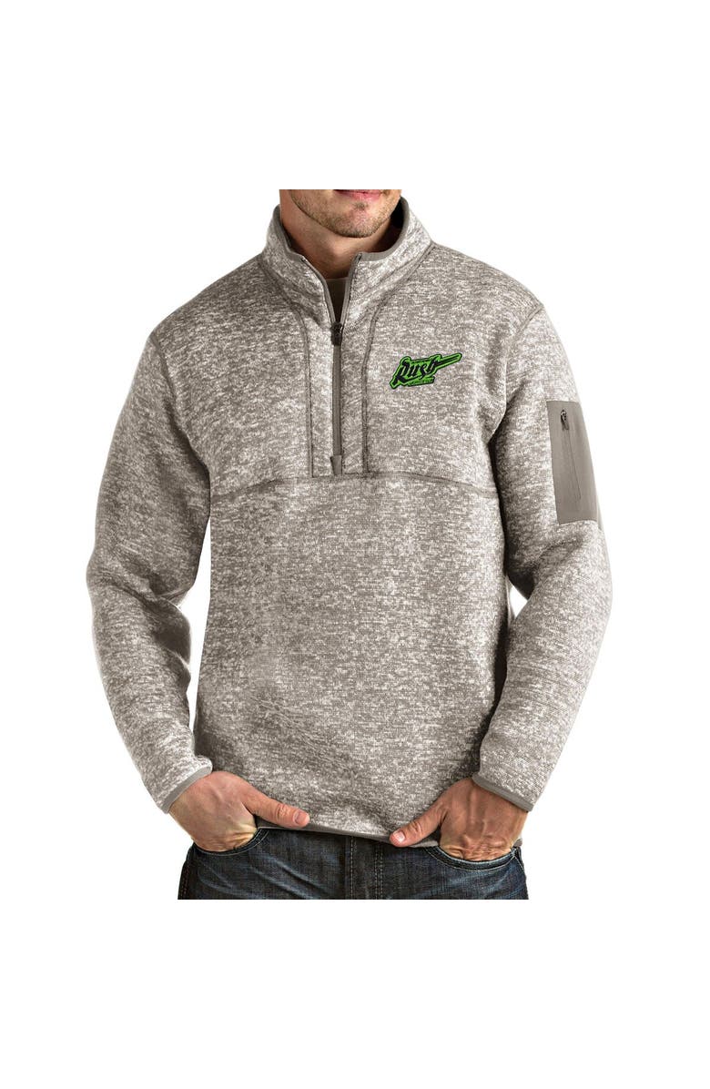 ANTIGUA Men's Antigua Heathered Gray Saskatchewan Rush Fortune Half-Zip Pullover Jacket, Main, color,