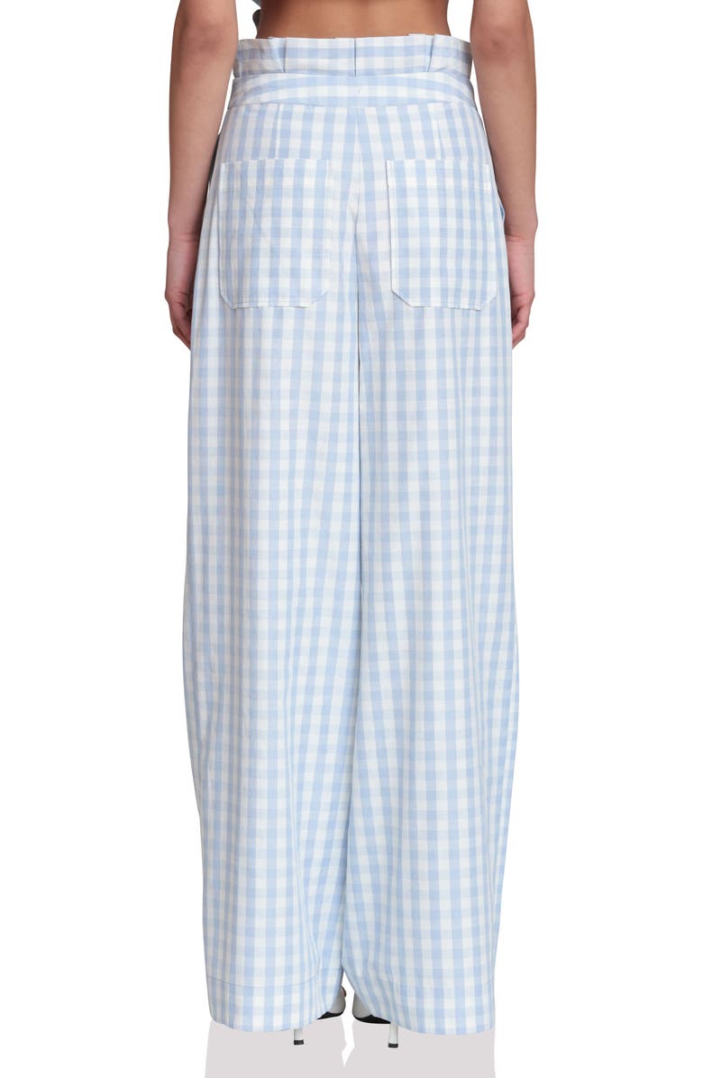 Avec Les Filles Tie Waist Wide Leg Pants, Alternate, color, Light Blue Gingham