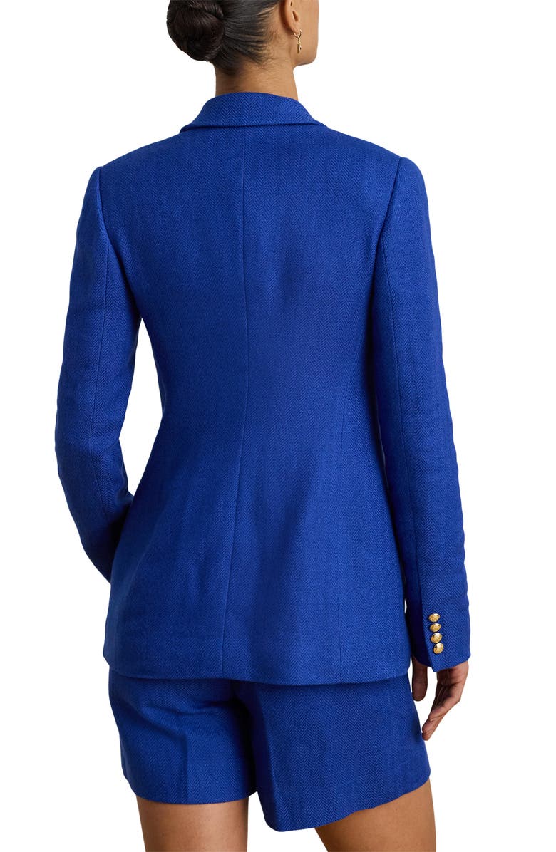 Lauren Ralph Lauren Ryen Houndstooth Cotton & Linen Blazer, Alternate, color, Cruise Royal Blue
