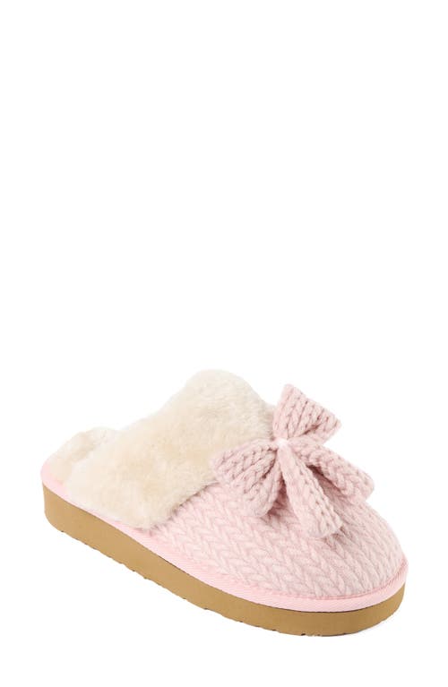 Minnetonka Bowelle Faux Fur Scuff Slipper In Pink