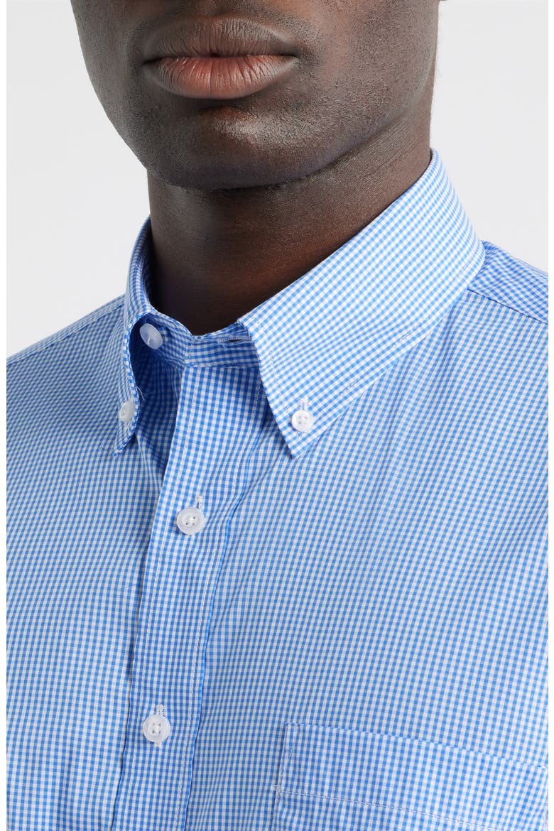 Regular Fit Blue Gingham Check Cotton Button-Down Oxford Shirt, Alternate, color, ROYAL BLUE