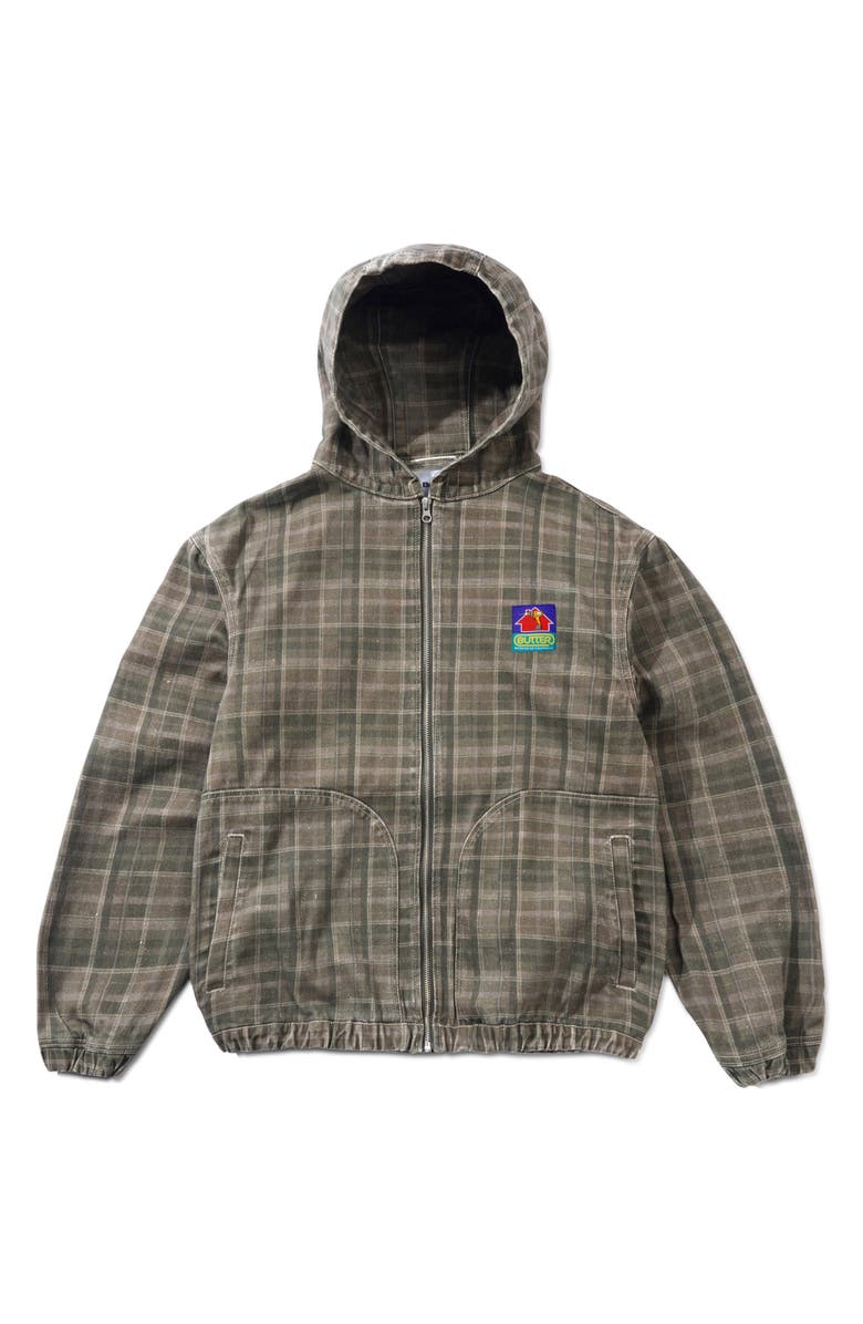 Butter Goods Plaid Hooded Twill Work Jacket, Alternate, color, Washed Plaid