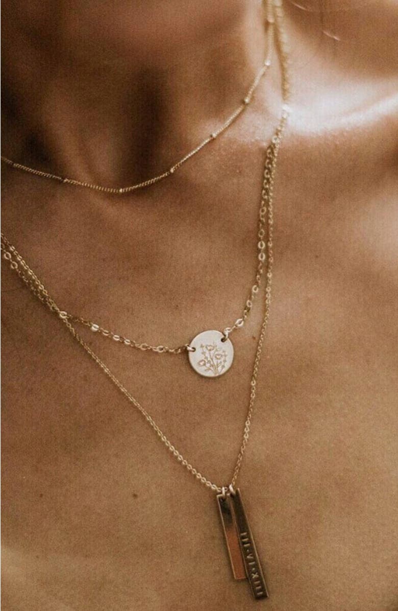 MADE BY MARY Wild Blooms Mini Zola Disc Necklace, Alternate, color, Gold Filled