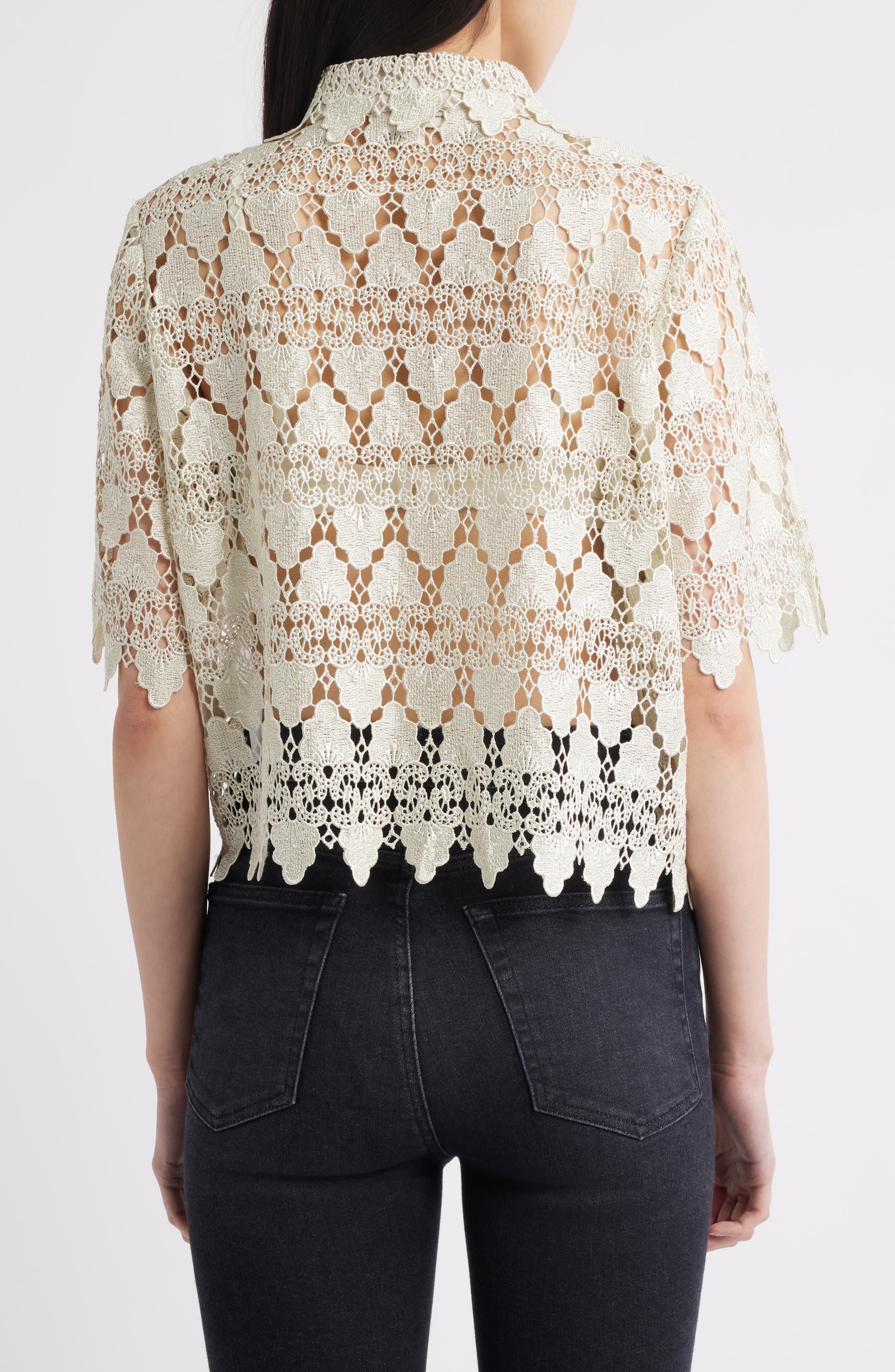 Lace Button-Up Shirt - image 2