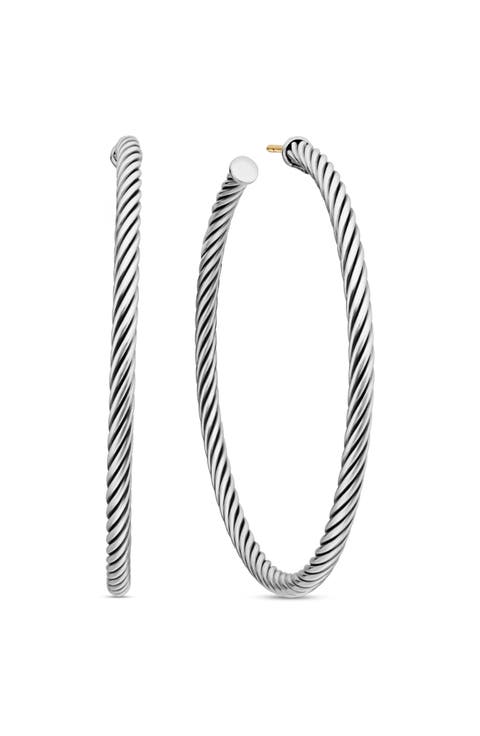 Large Cable Oval Hoop Earrings