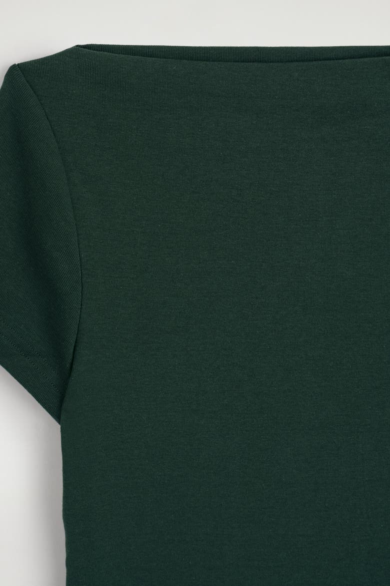 Slim Boat-neck Cotton T-shirt, Alternate, color, DARK GREEN