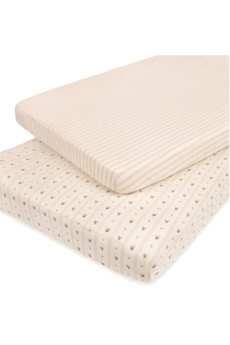 Baby Fitted Pack n Play - Mini Crib Sheet 2 Packs, Alternate, color, Linear Floral