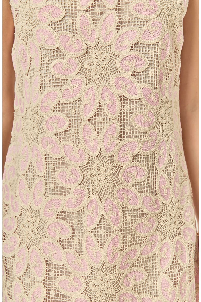 Open Stitch Sleeveless Minidress, Alternate, color, NATURAL/ PINK