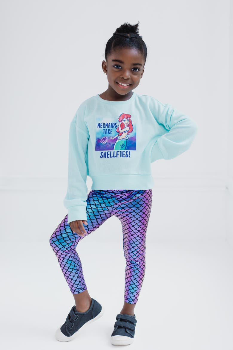 Princess Fleece Sweatshirt and Leggings Set, Alternate, color, Aqua Purple Ariel