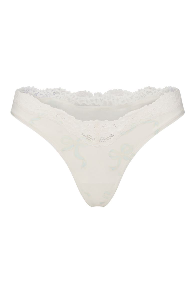 5-Pack Fits Everybody Lace Dipped Thong, Alternate, color, IVORY PEARL BOW MULTI
