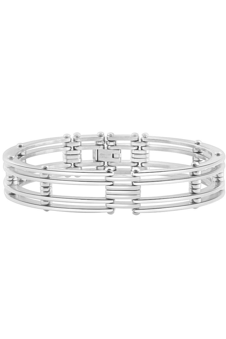 Men's Steel Single tone 13.5mm Link Flexible Clasp  8.5 " Bracelet, Main, color, Stainless Steel