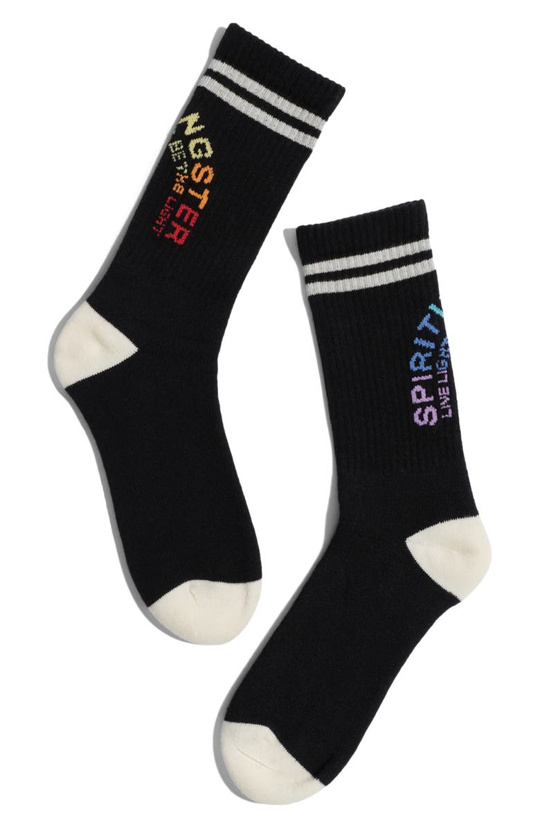 Spiritual Gangster Rainbow Crew Socks, Alternate, color, Black