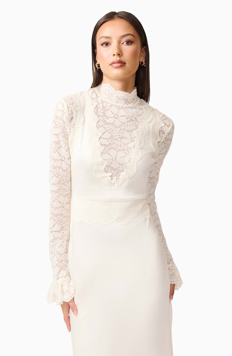 Elliatt Margot Lace Inset Long Sleeve Gown, Alternate, color, Ivory