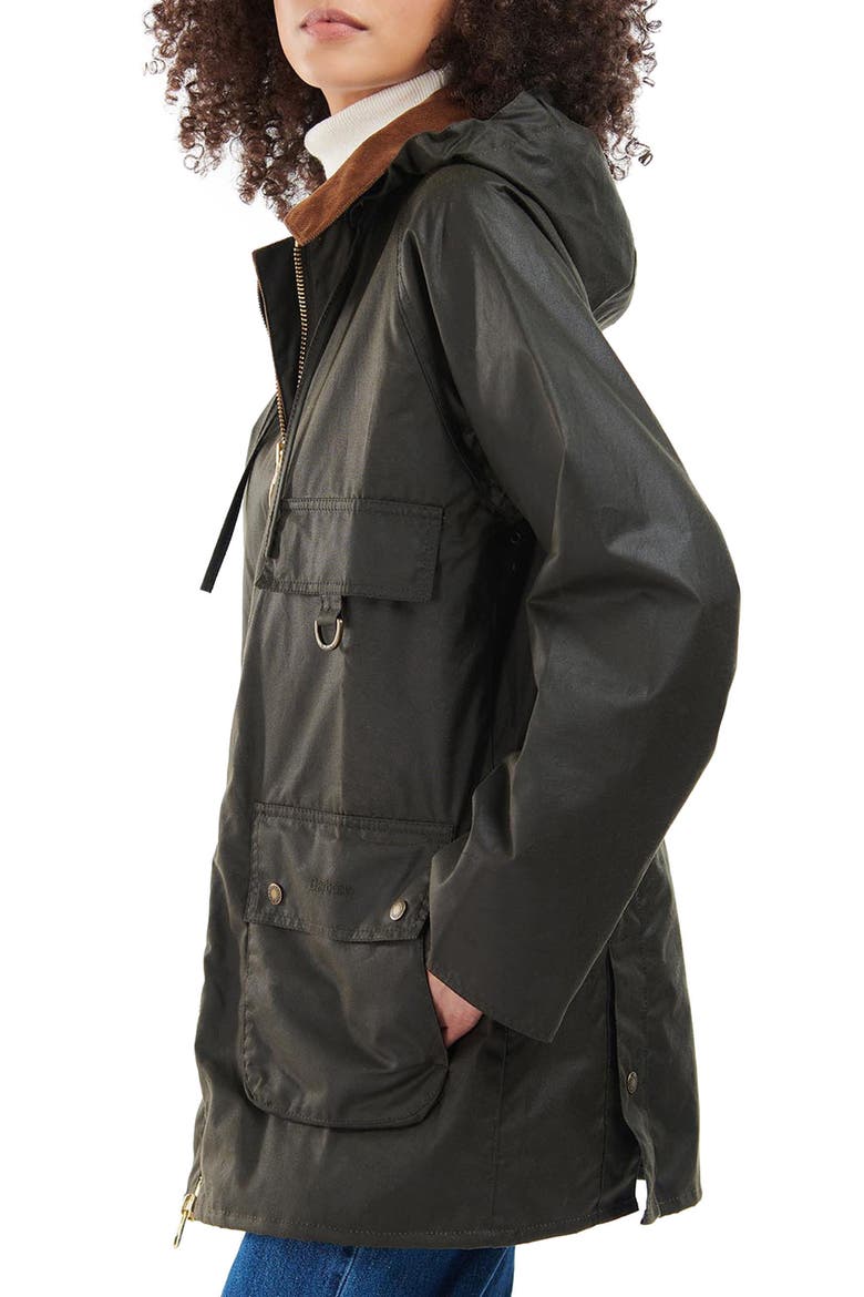 Highclere Hooded Waxed Jacket, Alternate, color, OLIVE