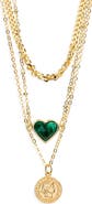 Panacea Heart & Coin Layered Pendant Necklace