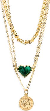Panacea Heart & Coin Layered Pendant Necklace