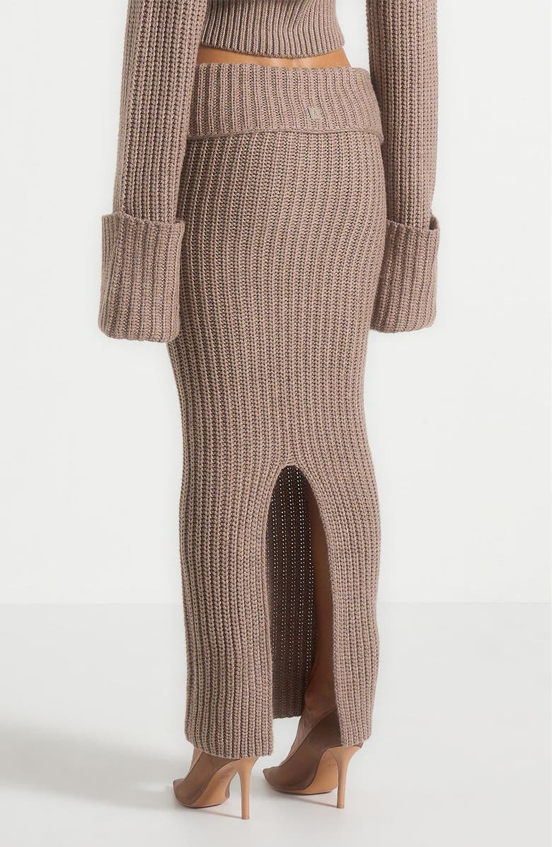 Manière De Voir Lyra Knit Maxi Skirt with Foldover, Alternate, color, Taupe