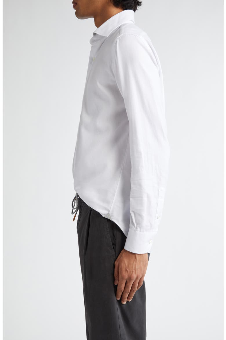 Brushed Cotton Blend Button-Up Shirt, Alternate, color, WHITE