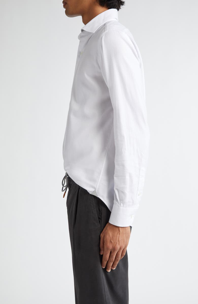 Eleventy Brushed Cotton Blend Button-Up Shirt, Alternate, color, White