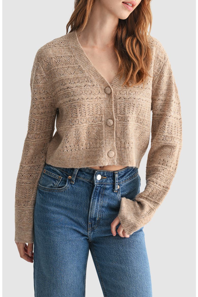 Pointelle Button Cardigan, Main, color, TAUPE
