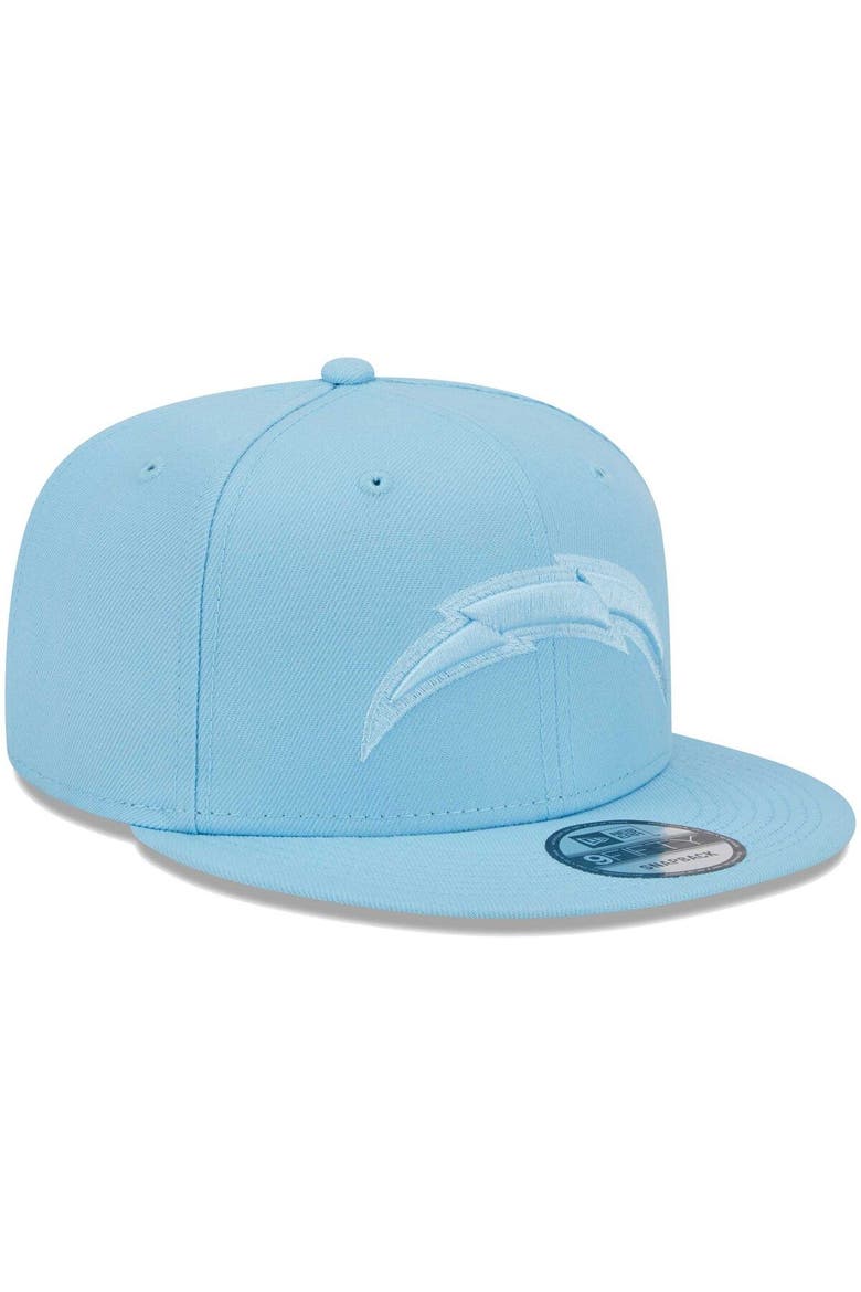 Men's New Era Powder Blue Los Angeles Chargers Color Pack Brights 9FIFTY Snapback Hat, Alternate, color, Powder Blue
