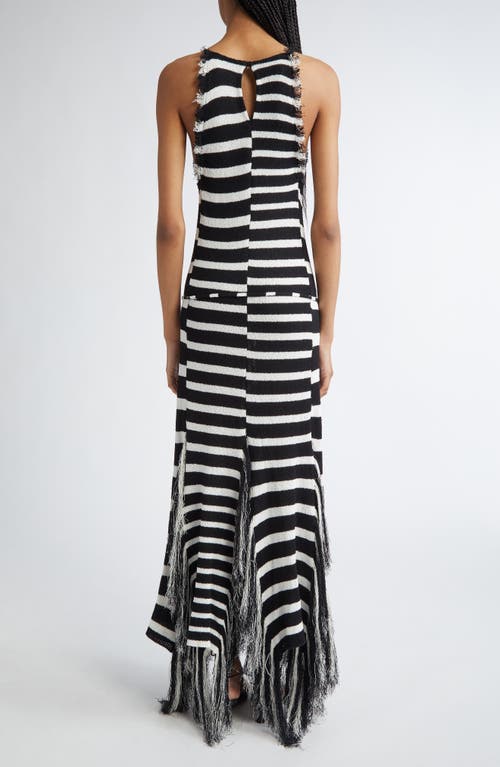 Shop Proenza Schouler Yves Stripe Fringe Maxi Dress In Black/white