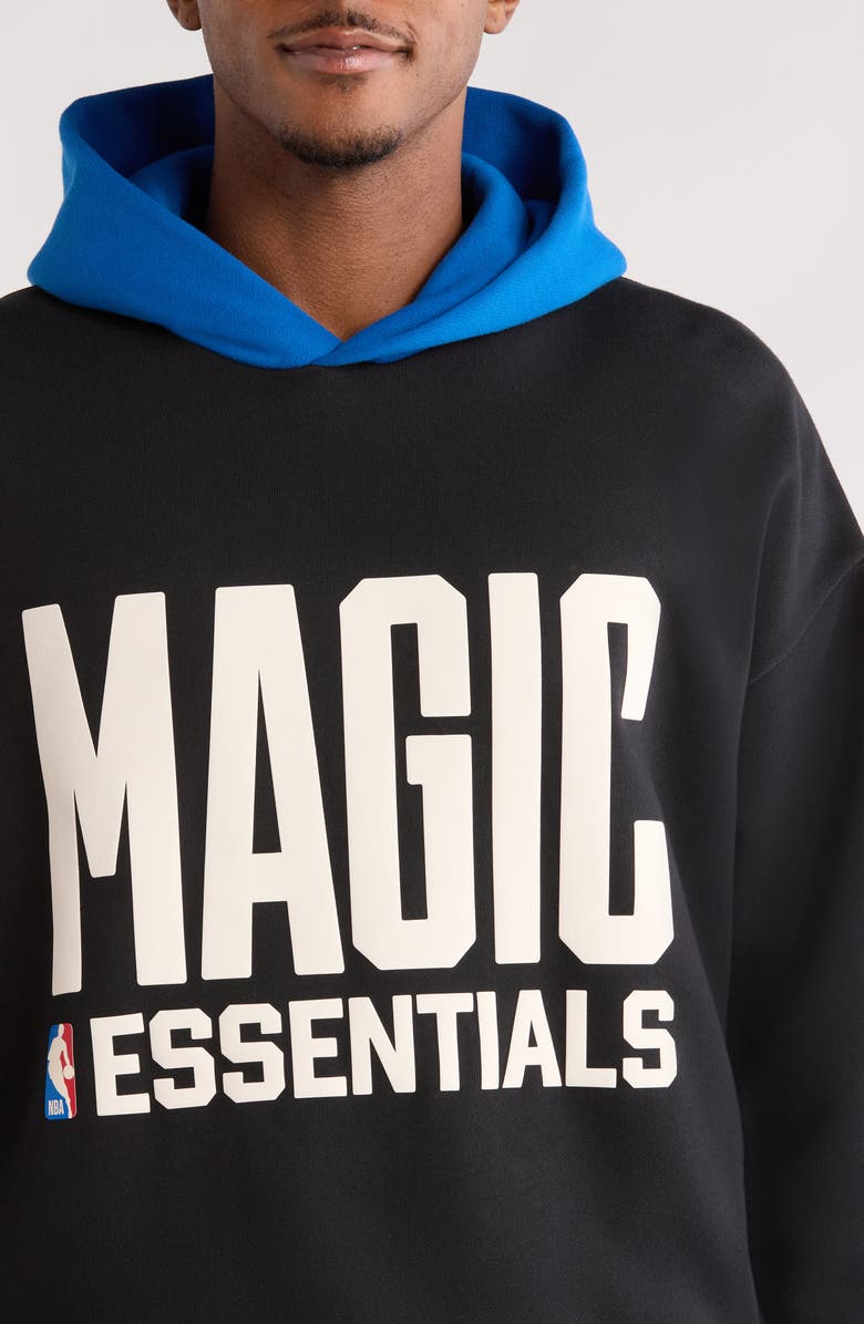Fear of God Essentials x NBA Magic Sports Fit Hoodie, Alternate, color, Vintage Black/ Blue