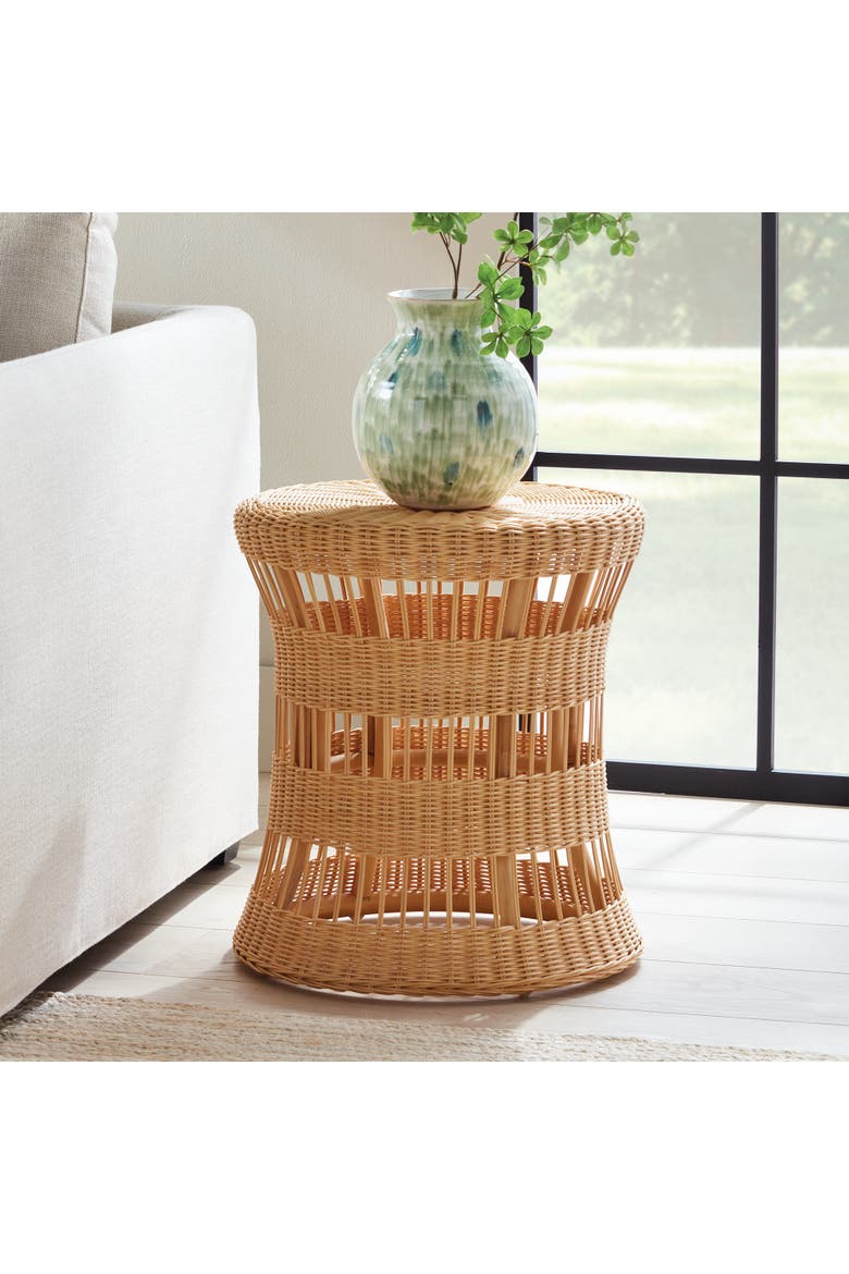 Ashton Natural Rattan Hourglass Shape Side Table 18" x 20", Alternate, color, Brown