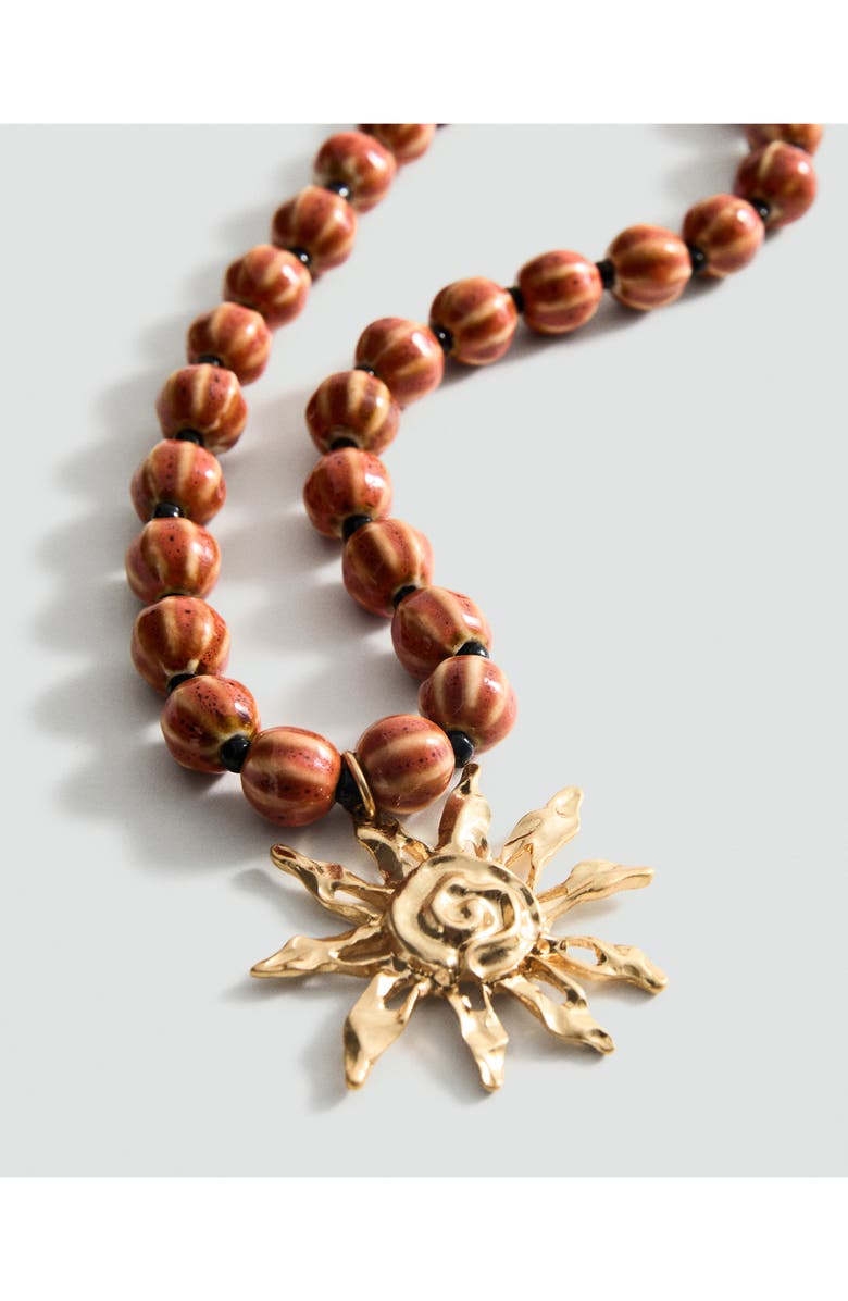 MANGO Beaded Sun Pendant Necklace, Alternate, color,